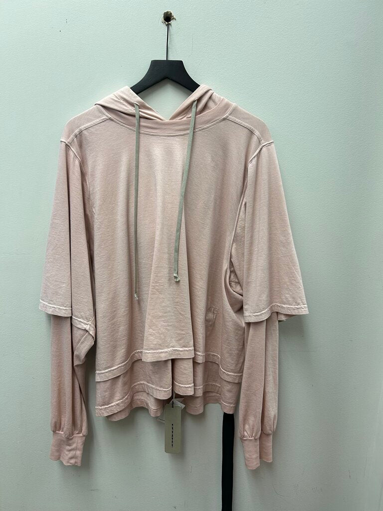 New Rick Owens Pink Double Layer Hoodie sz.L