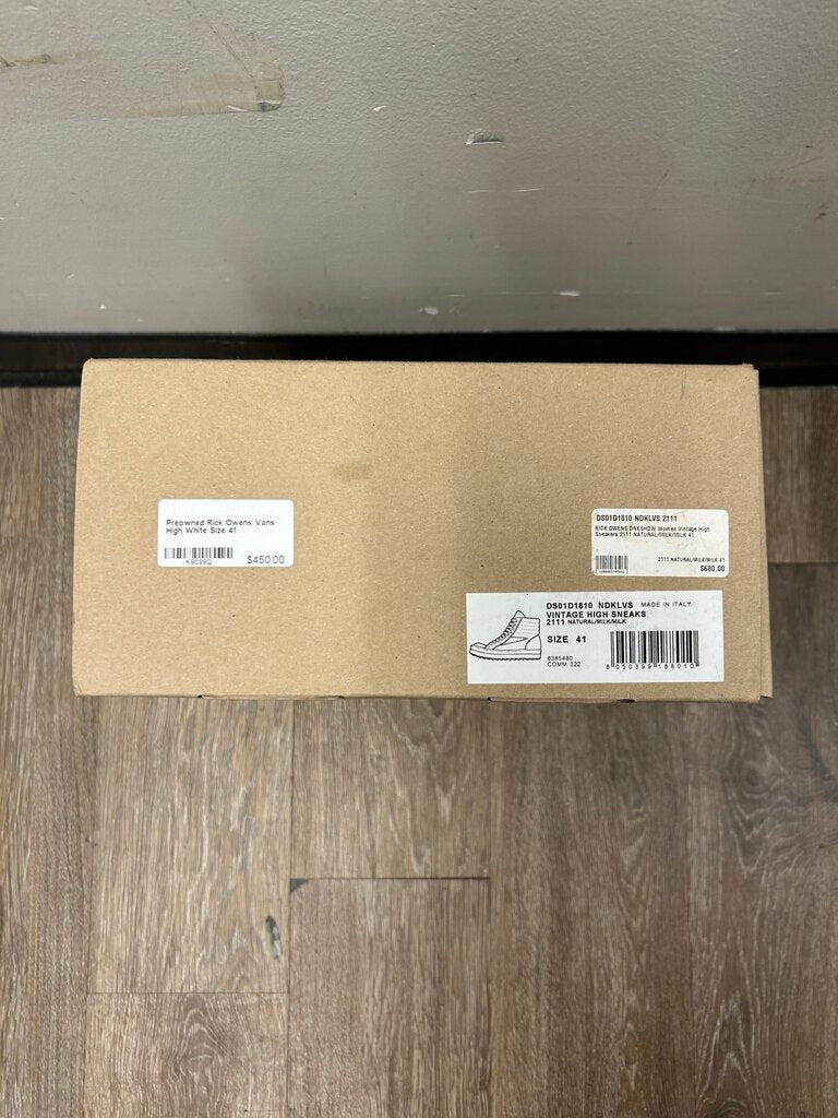 Preowned Rick Owens Vans High White Size 41