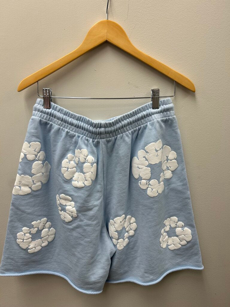 New Denim Tears Light Blue Wreath Shorts Size Small