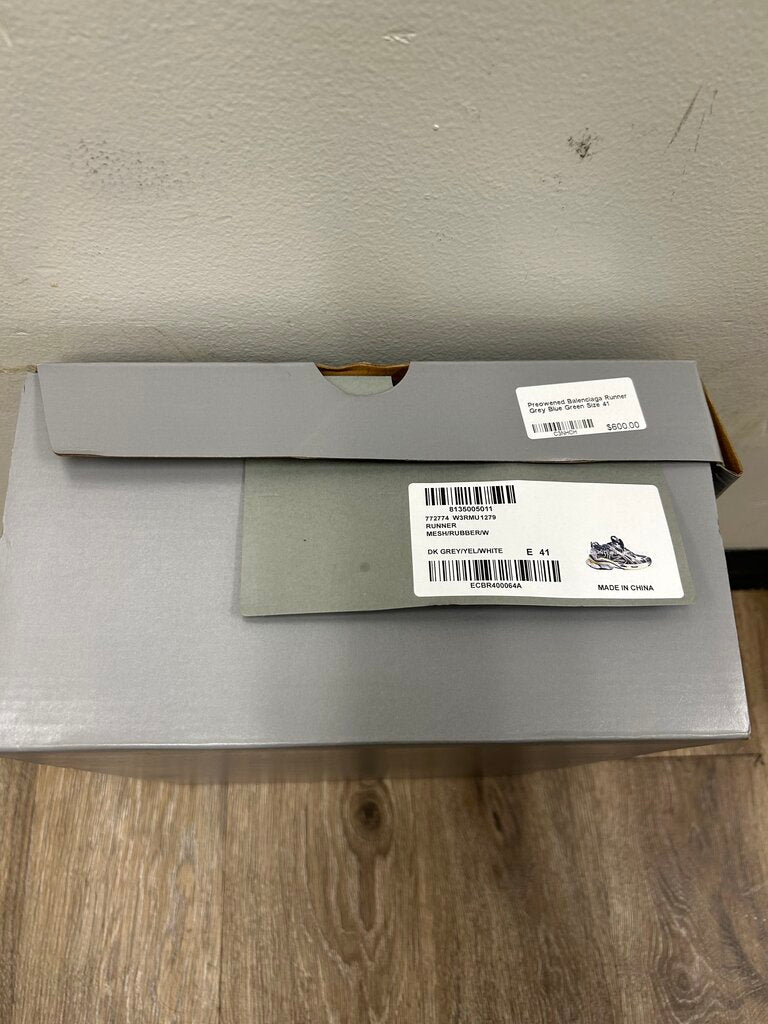 Preowened Balenciaga Runner Grey Blue Green Sz 41