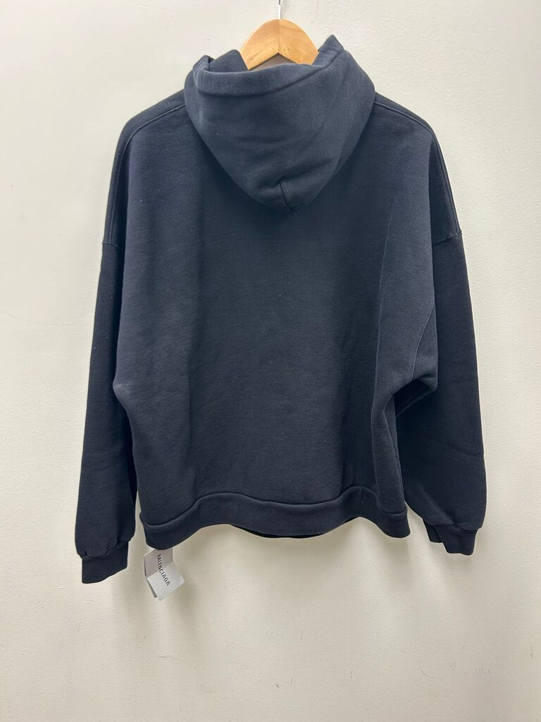 New Balenciaga Hoodie Black Melted Logo Sz.1