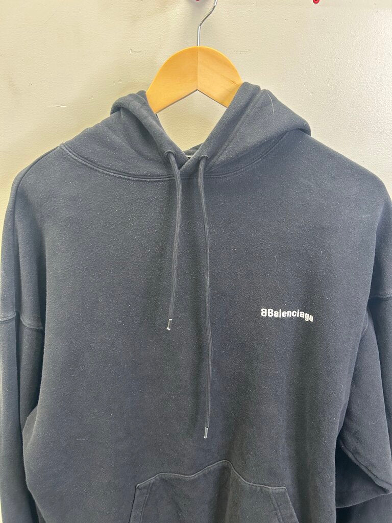 Preowned Balenciaga BB Logo Black Hoodie Sz.Medium