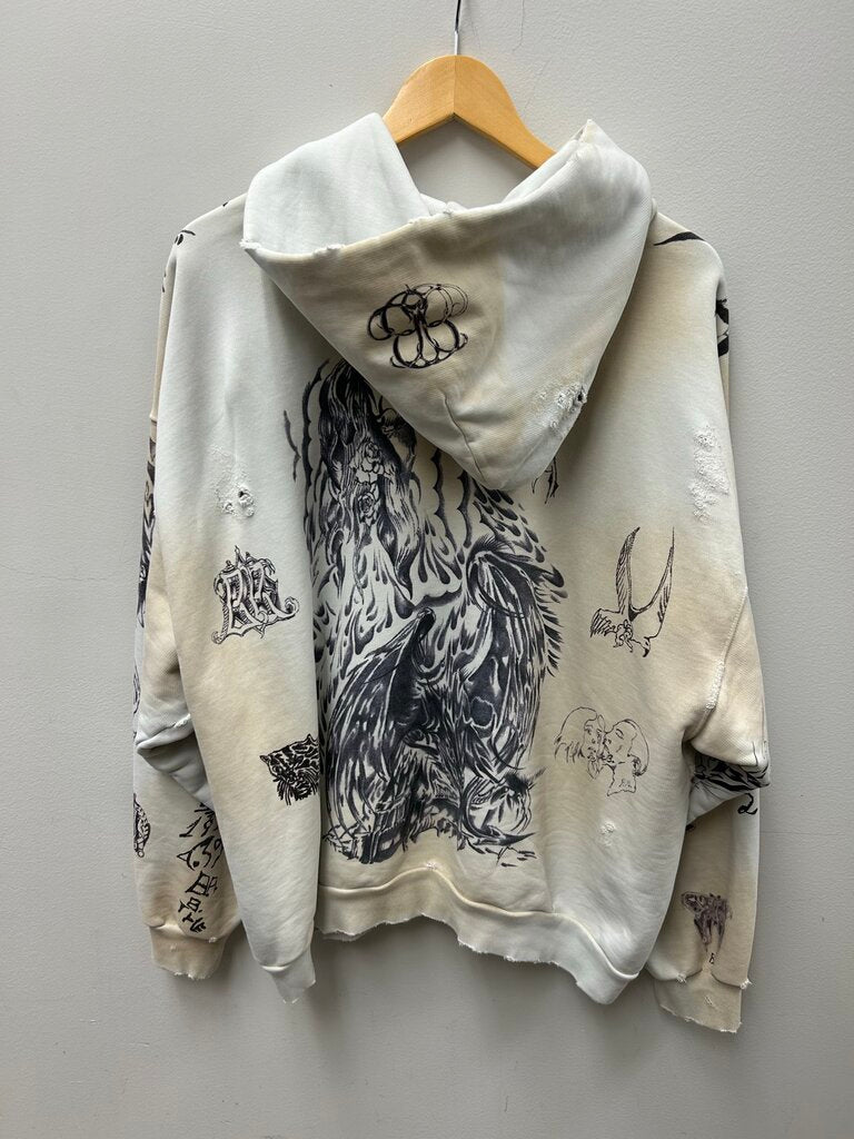 Preowned Balenciaga Tattoo Cream Zip sz.XS(S-M)