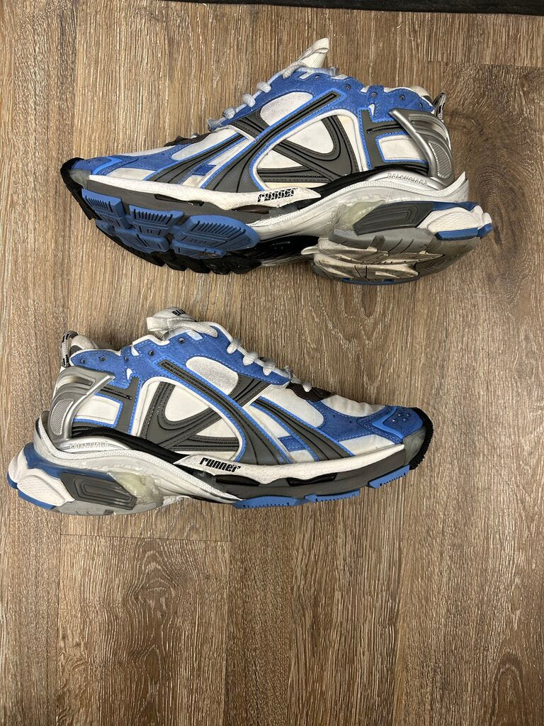 Preowned Balenciaga Runner Blue Grey Mesh SuedeSize 43