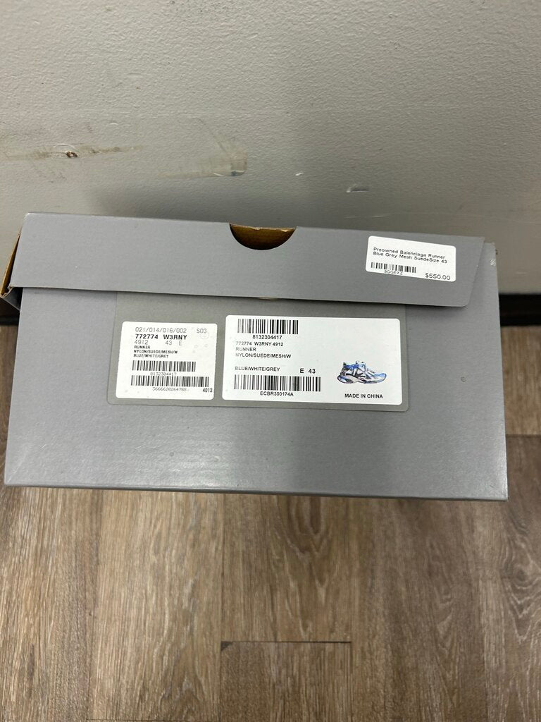 Preowned Balenciaga Runner Blue Grey Mesh SuedeSize 43