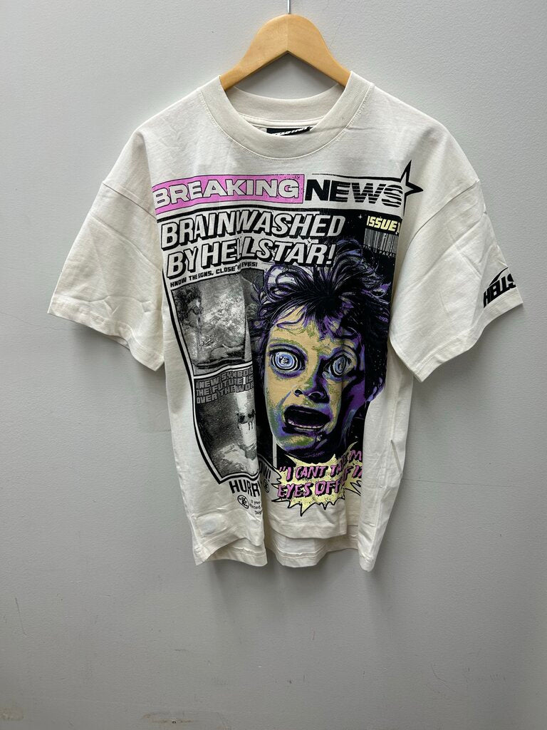 New Hellstar Cream Breaking News Tee Size Large