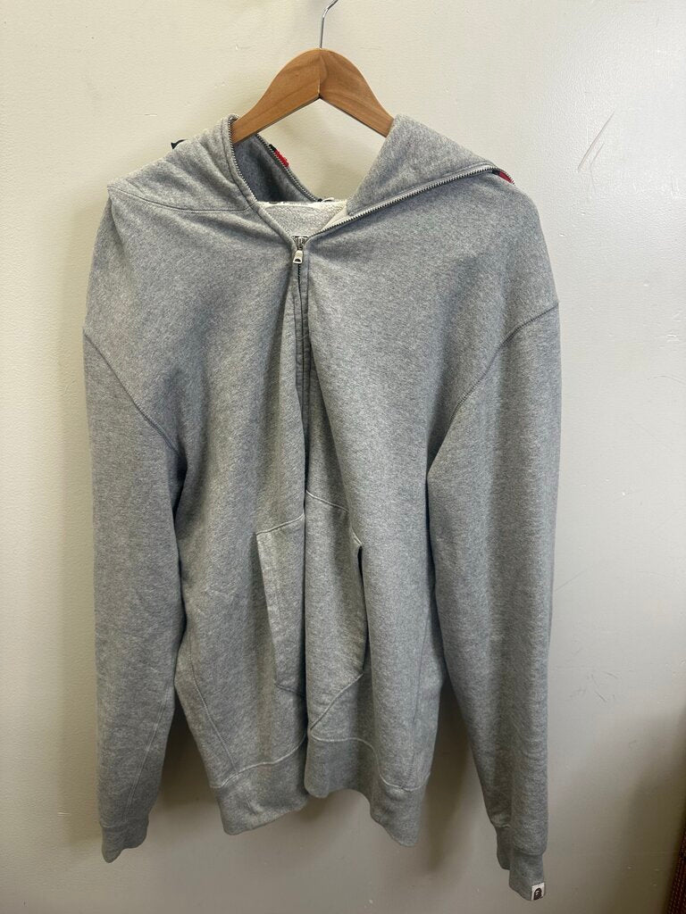 Preowned Bape Grey Shark Hoodie Size XL