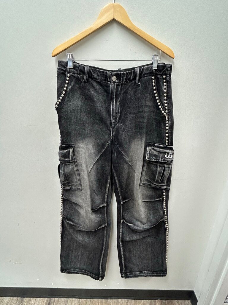 Preowned HMDD Black Studded Cargo Denim size M
