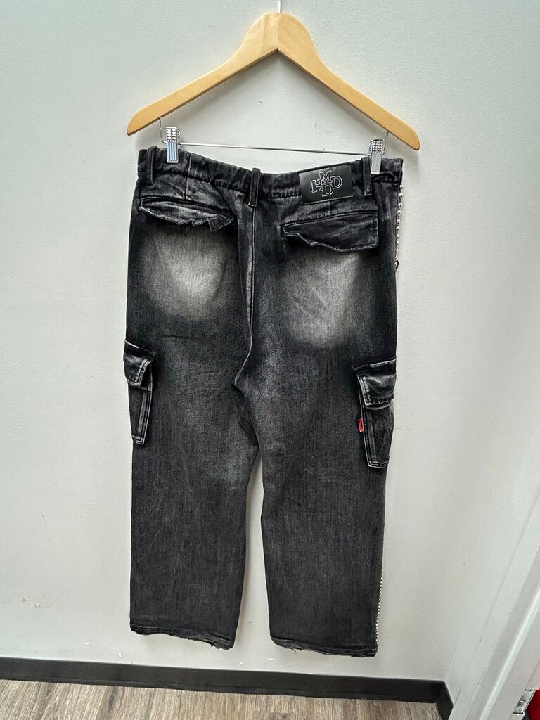 Preowned HMDD Black Studded Cargo Denim size M