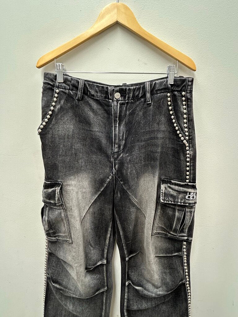 Preowned HMDD Black Studded Cargo Denim size M