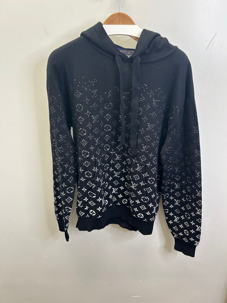 New Louis Vuitton Black Monogram Fade Hoodie Size Medium