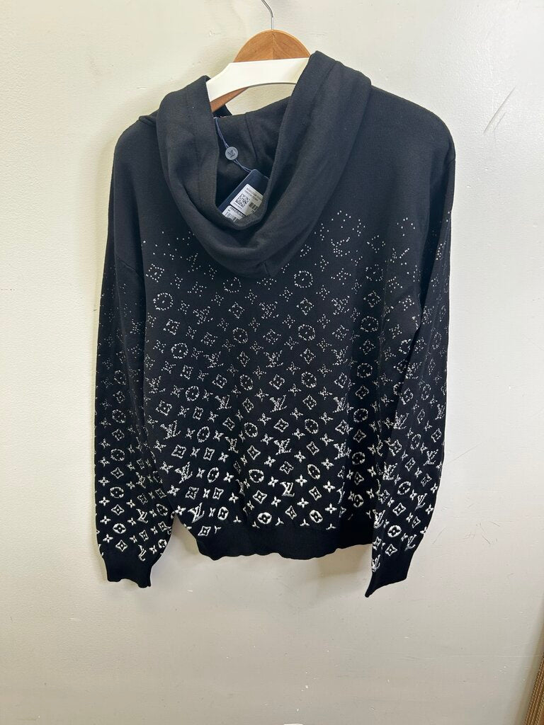 New Louis Vuitton Black Monogram Fade Hoodie Size Medium