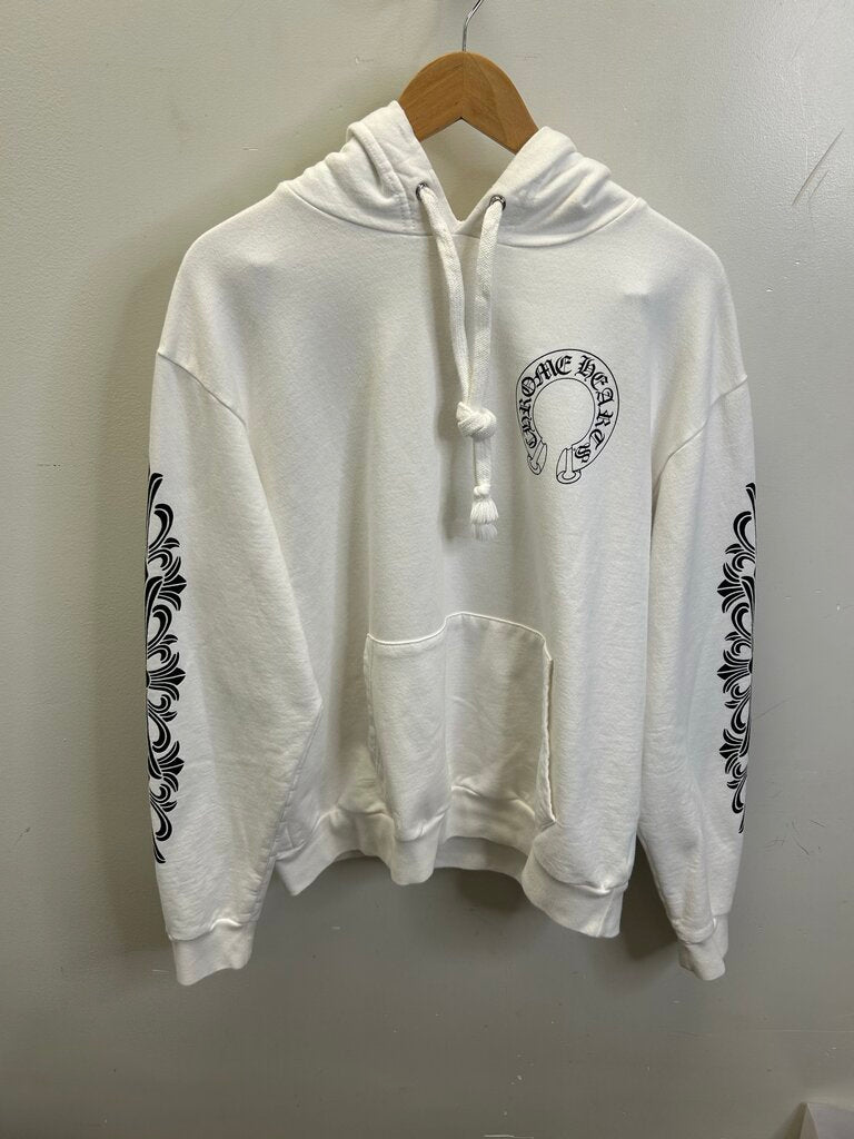 Preowned Chrome Hearts White Horseshoe Hoodie Size Medium