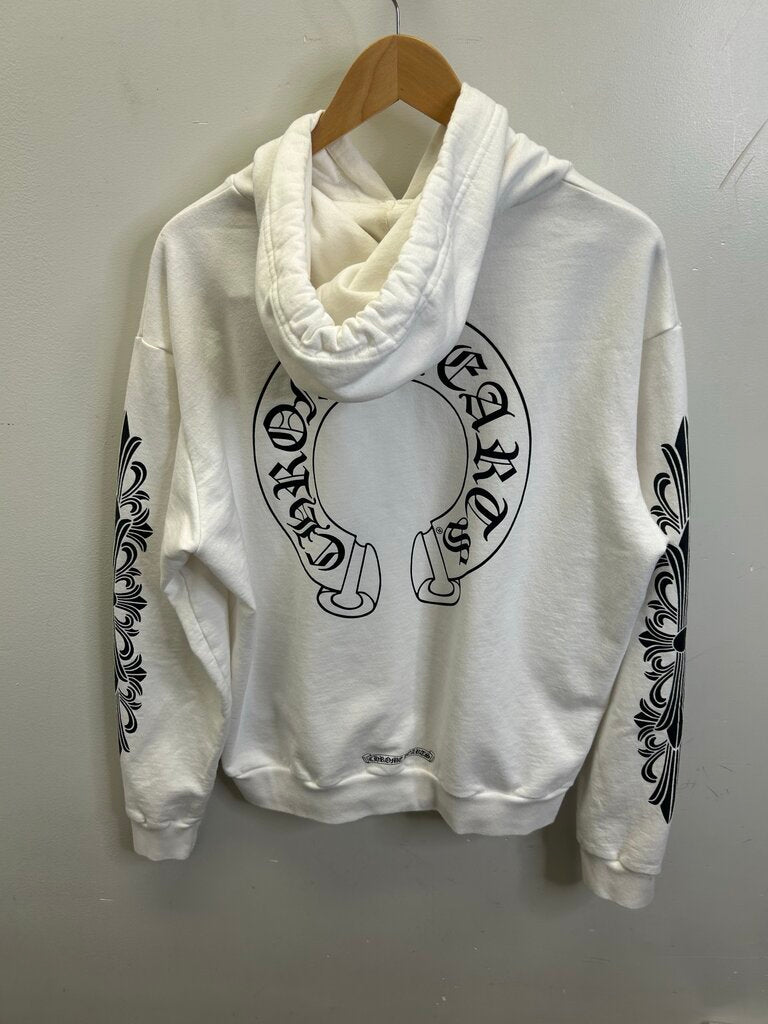 Preowned Chrome Hearts White Horseshoe Hoodie Size Medium