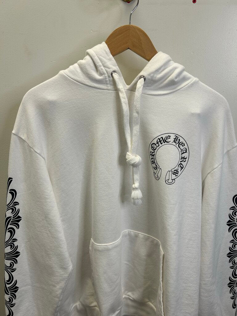 Preowned Chrome Hearts White Horseshoe Hoodie Size Medium