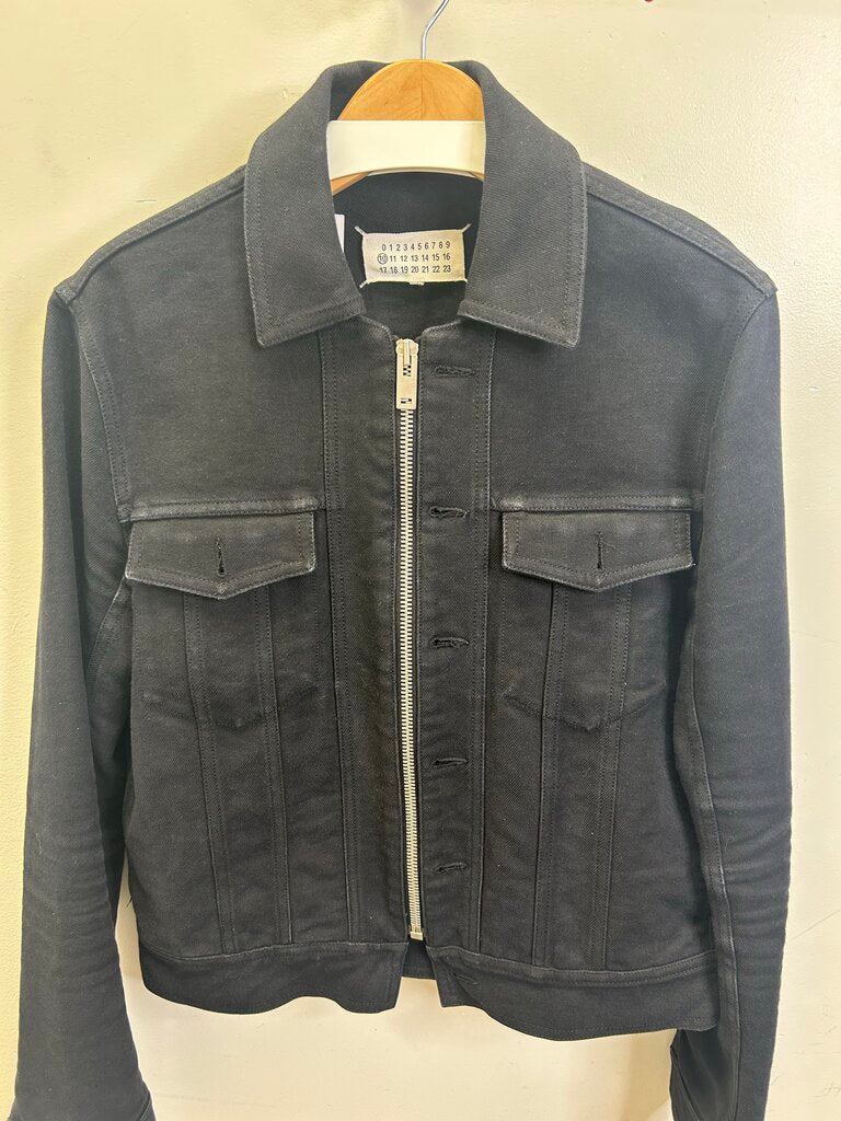 Preowned Maison Margiela Black Denim Zip Jacket Sz.50