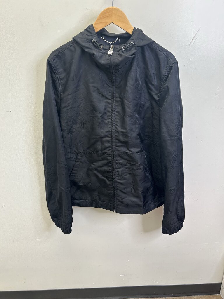 Preowned Louis Vuitton Black City Monogram Windbreaker size 50
