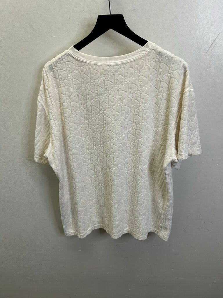 Preowned Dior White Cashmere Oblique Tee size XL