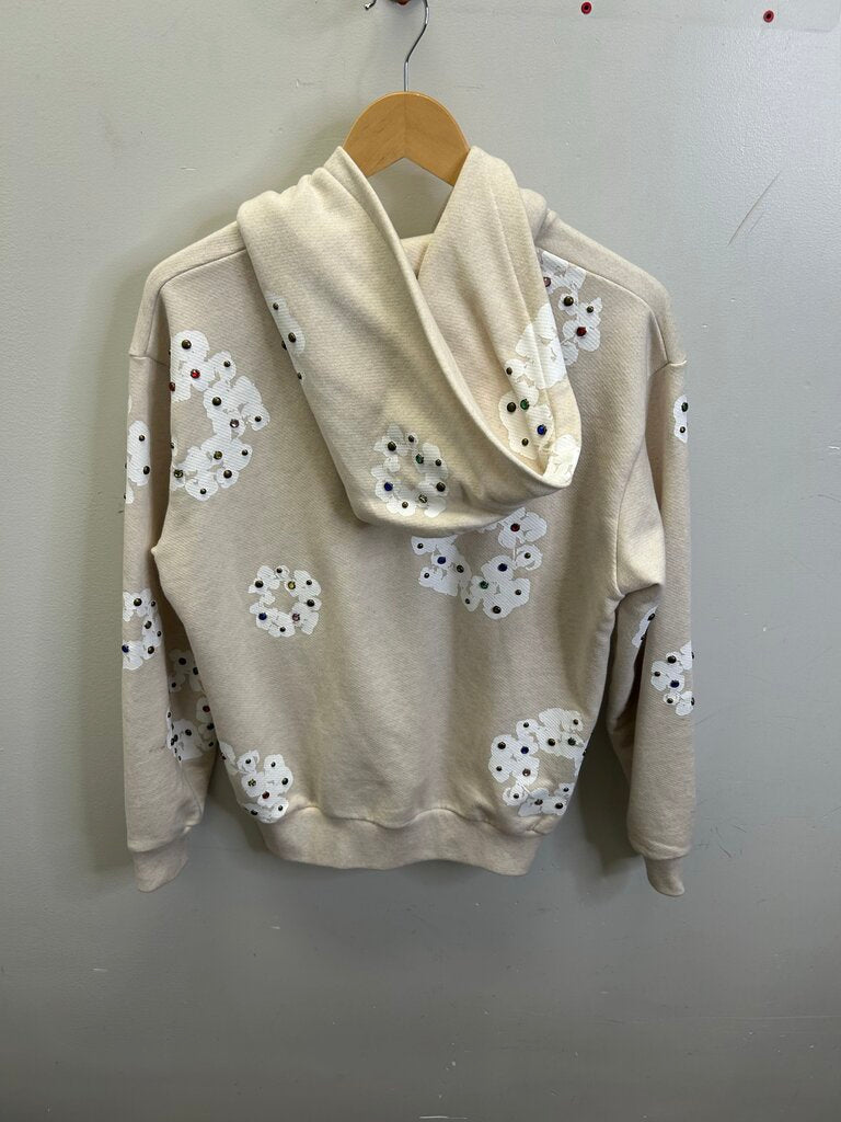 Preowned Denim Tears Rhinestone Cream Hoodie size S
