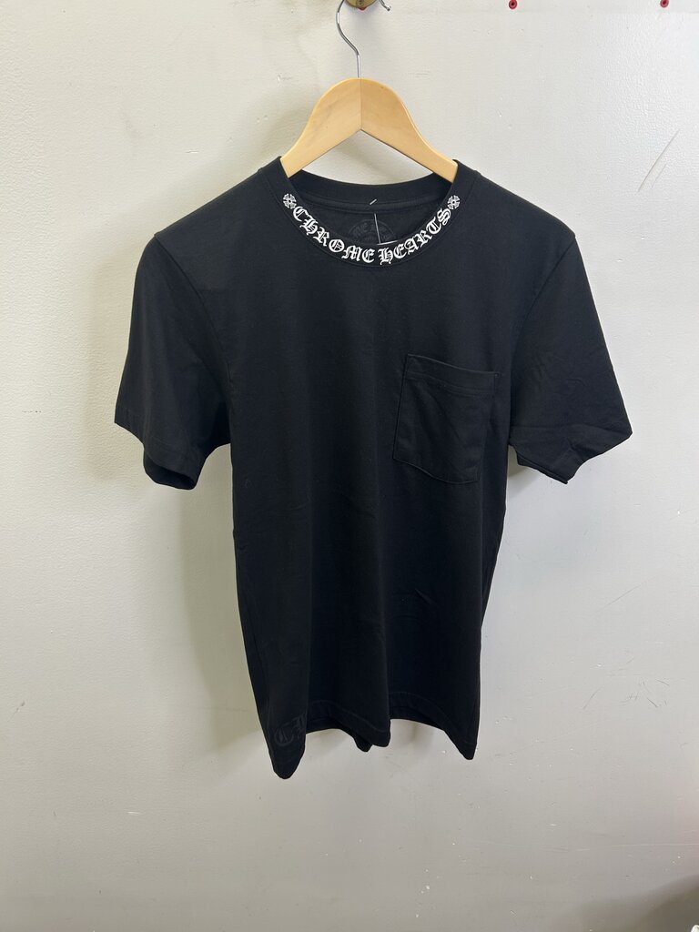 New Chrome Heart Black Collar Logo Black Tee size S