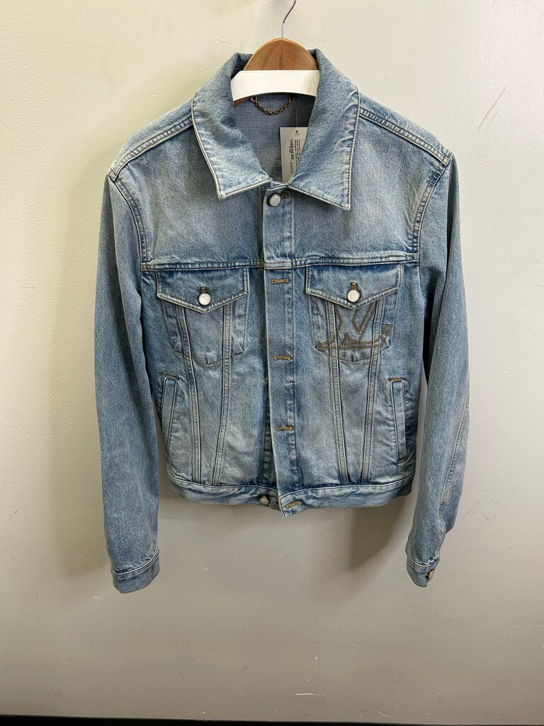 Preowned Louis Vuitton Denim Vintage Embroidered Monogram Jacket sz.48(M-L)