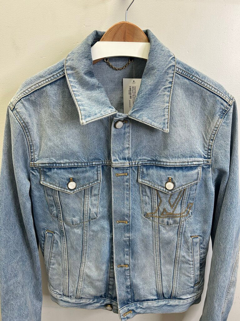 Preowned Louis Vuitton Denim Vintage Embroidered Monogram Jacket sz.48(M-L)