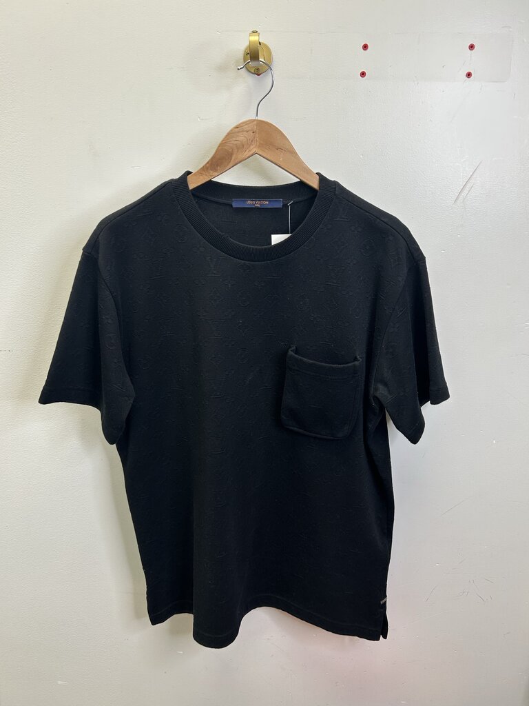Preowned Louis Vuitton Black Monogram Pocket Tee Size Medium