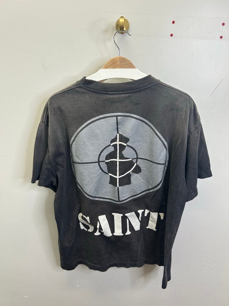 Preowned Saint Michael Public Enemy Grey Tee size M