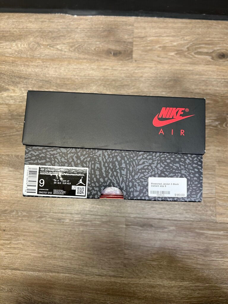 Preowned Jordan 3 Black Cement size 9