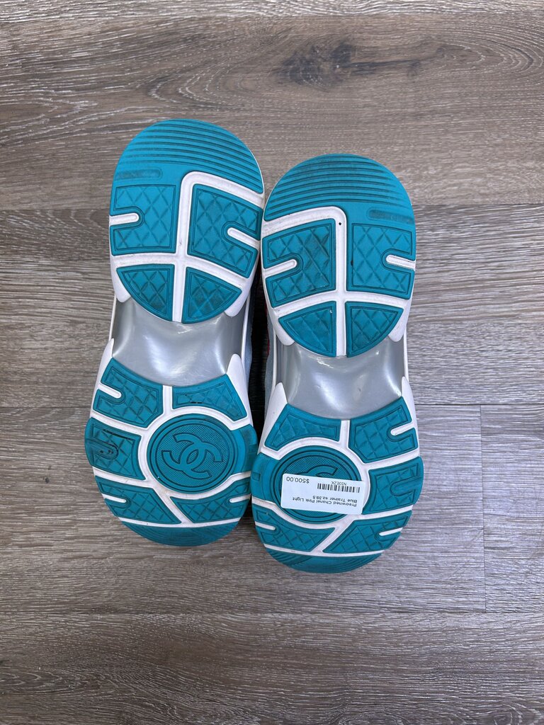 Preowned Chanel Pink Light Blue Trainer sz.39.5