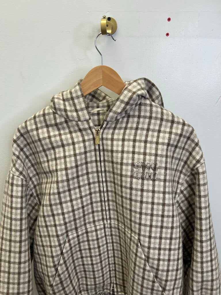 Preowned Miu Miu Brown Plaid Jacket size S/M