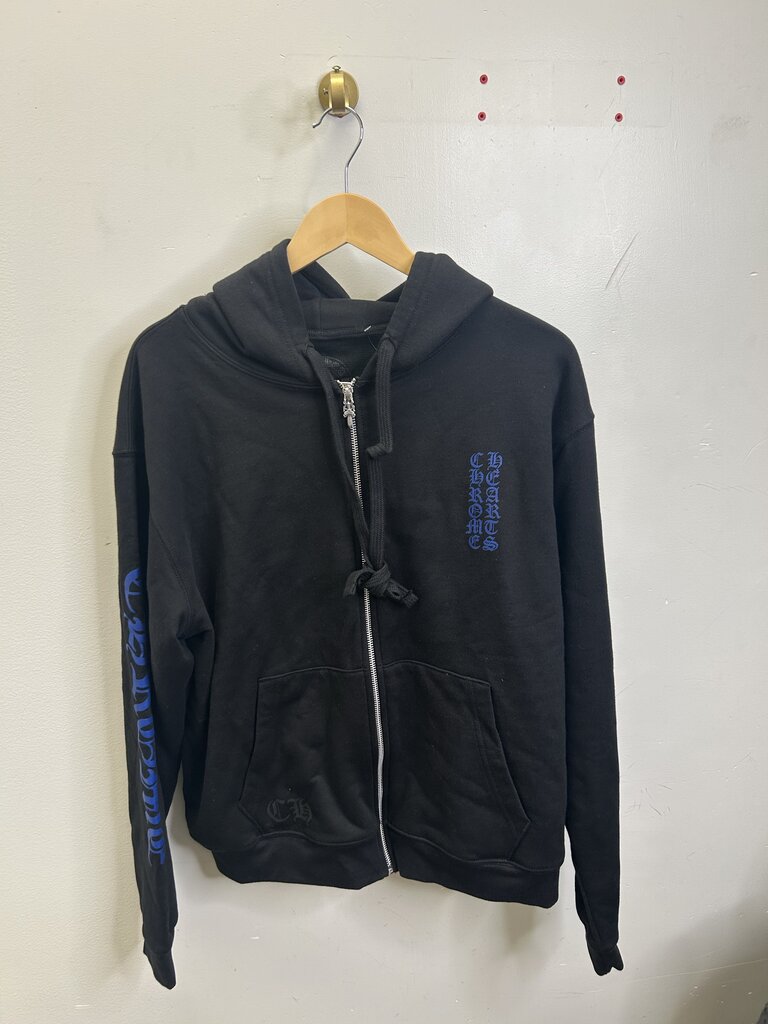 New Chrome Hearts Blue Vertical Logo Black Zip sz.M