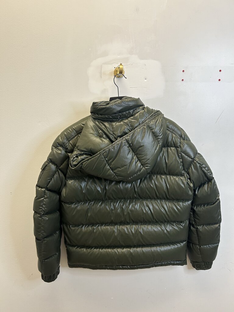 Preowned Moncler Maya Olive Hooded Puffer size 3