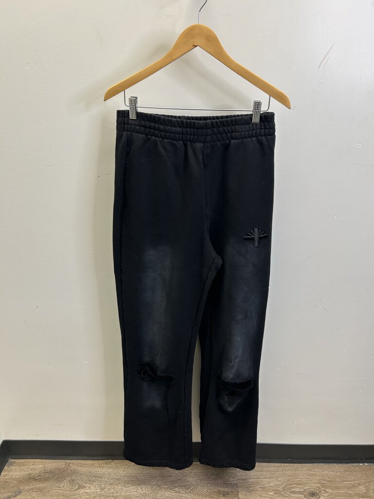 Vertebrae Black Distressed Sweatpants size M