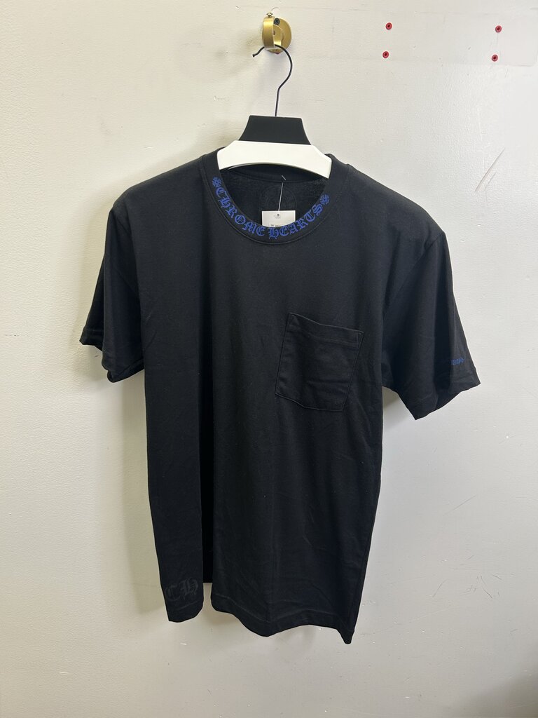 Preowned chrome Hearts Black Blue Neck Logo Tee Size Medium
