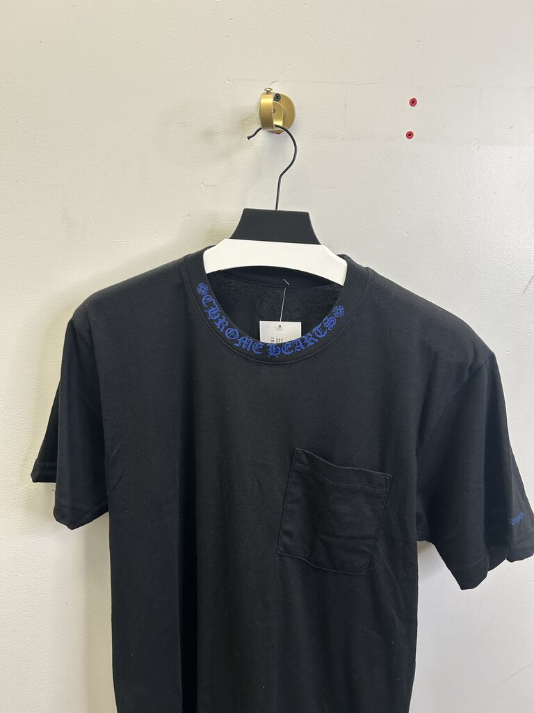 Preowned chrome Hearts Black Blue Neck Logo Tee Size Medium