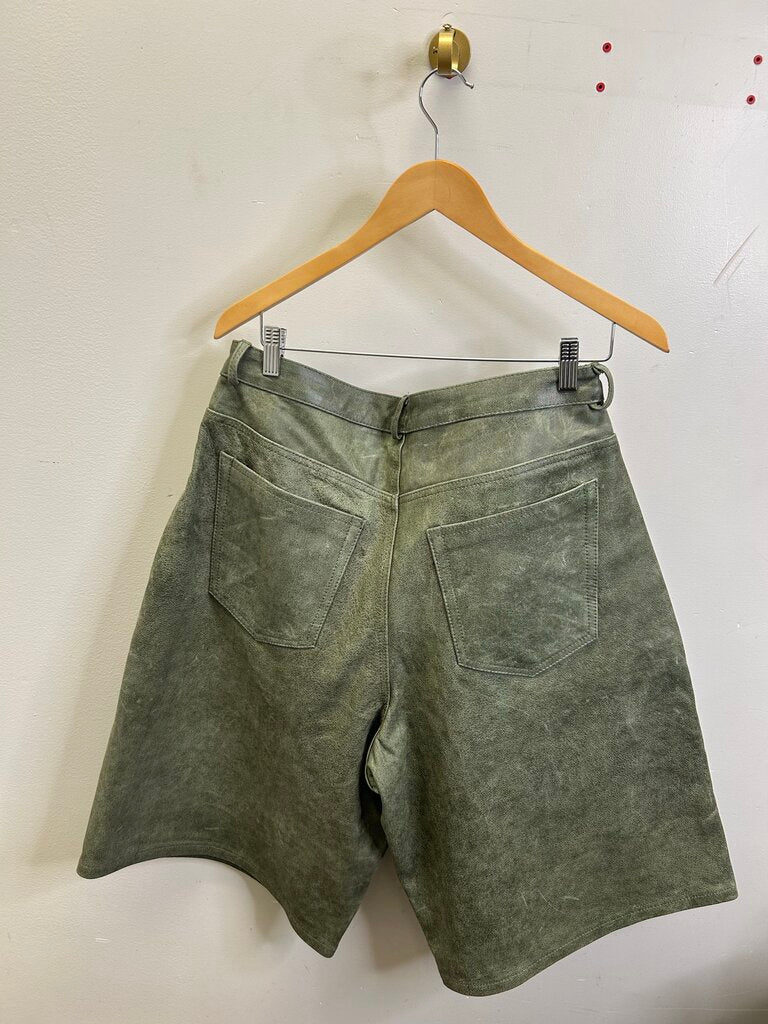 New GV Green Leather Shorts size M