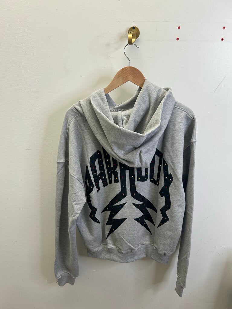 New Paradox Grey Rhinestone Hoodie Size XXL