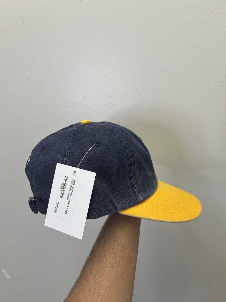 New Supreme Faded S Logo Cap Navy Yellow