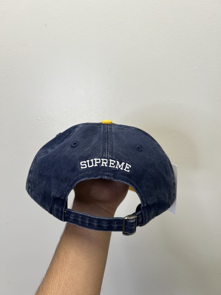 New Supreme Faded S Logo Cap Navy Yellow