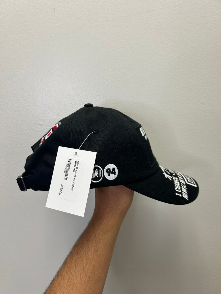 New Supreme Black White ATV Cap