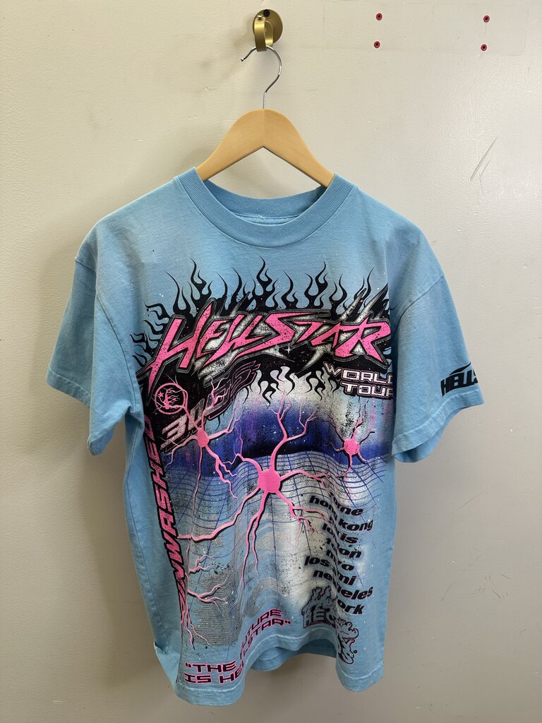 Preowned Hellstar Baby Blue Pink Thunder Tee size S