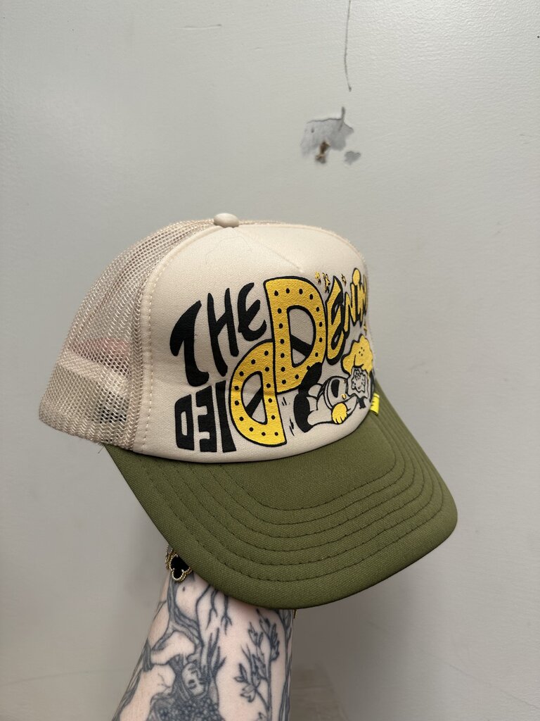 Preowned Kapital Cream Olive Trucker Hat