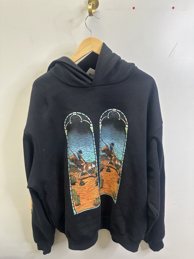 Preowned WDW Rodeo Stain Glass Black Hoodie size XL