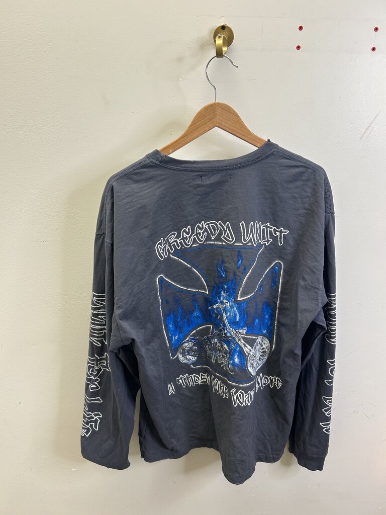 Preowned Greedy Unit Grey Cross Long Sleeve Size XL