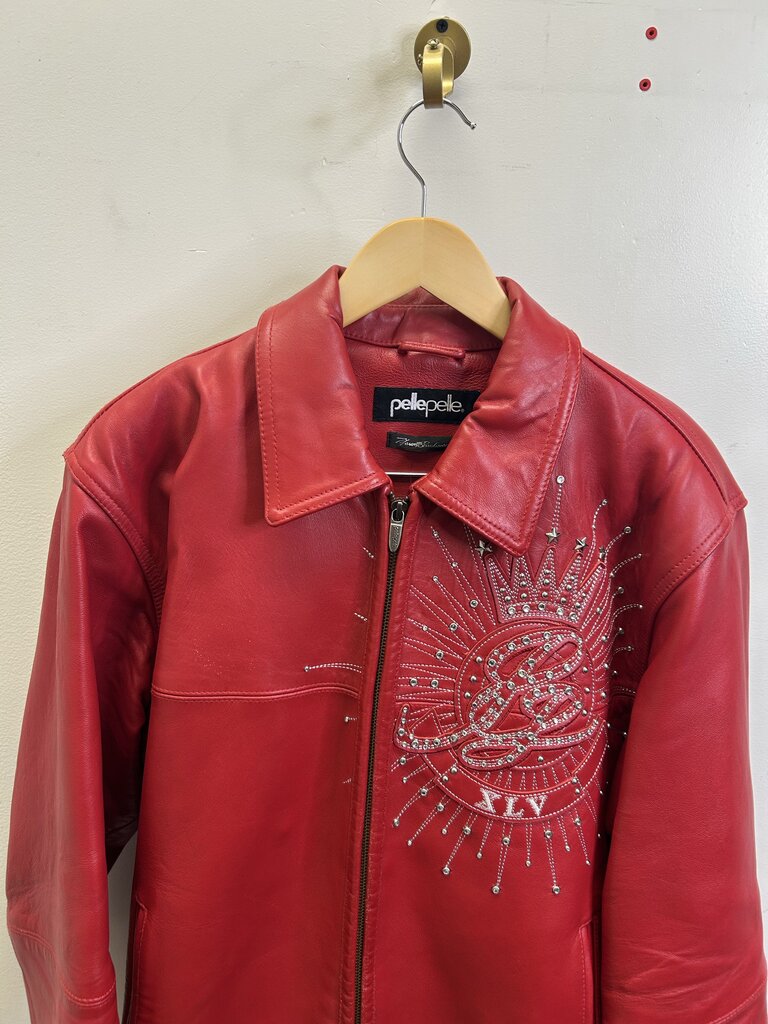 Preowned Pelle Pelle Red Leather Jacket Size Medium
