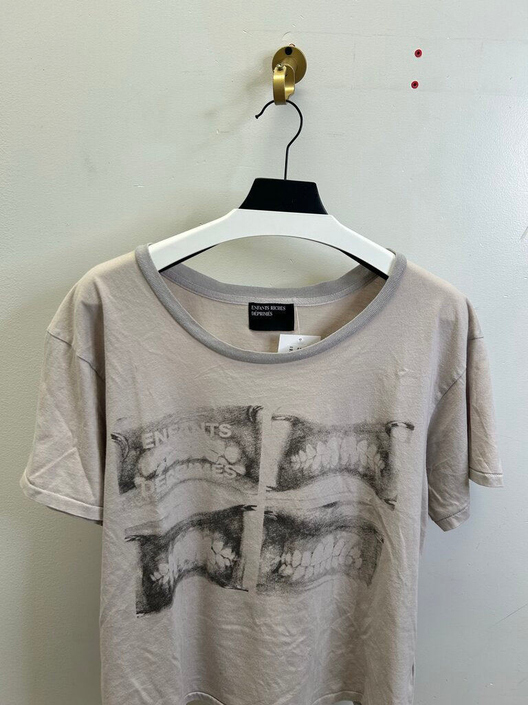 Preowned ERD Enfants Riches Deprimes Grey Teeth Ringer Tee size M
