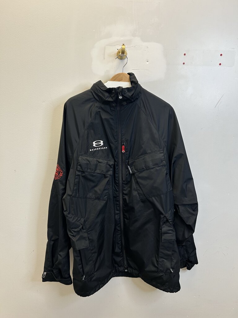 Preowned Balenciaga Windbreaker Balck Multi logo Sz.46