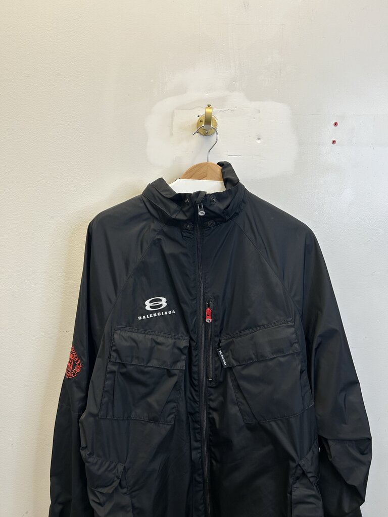 Preowned Balenciaga Windbreaker Balck Multi logo Sz.46