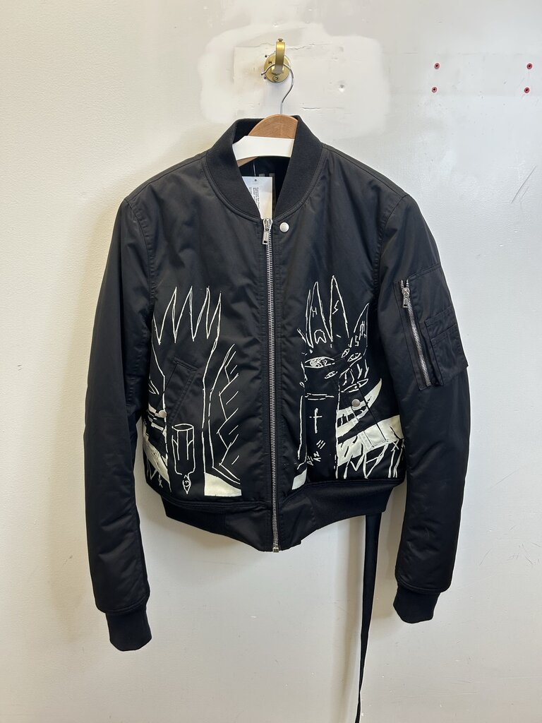 Preowned Rick Owens DRKSHDW Black Cream Flight Bomber Jacket sz.S